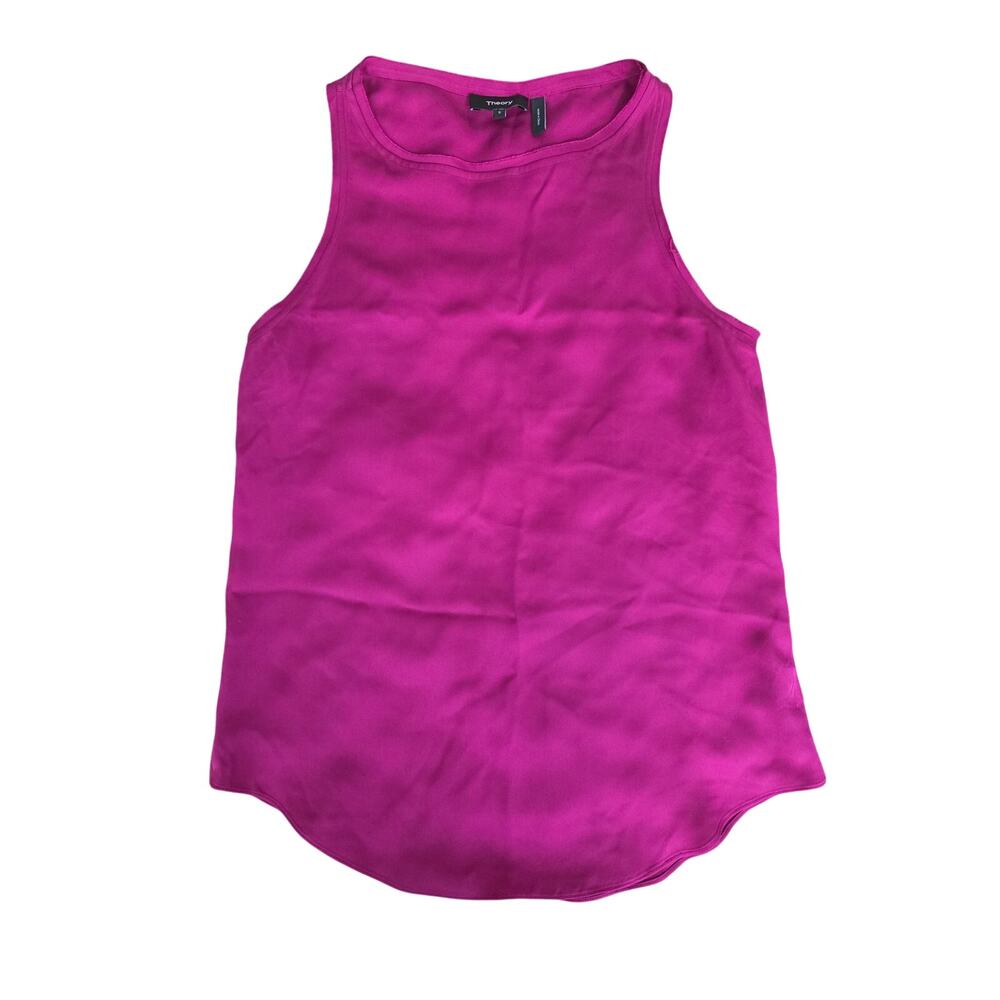Theory Racer 2 Modern Silk Racerback Sleeveless Tank Top Pink Size Small